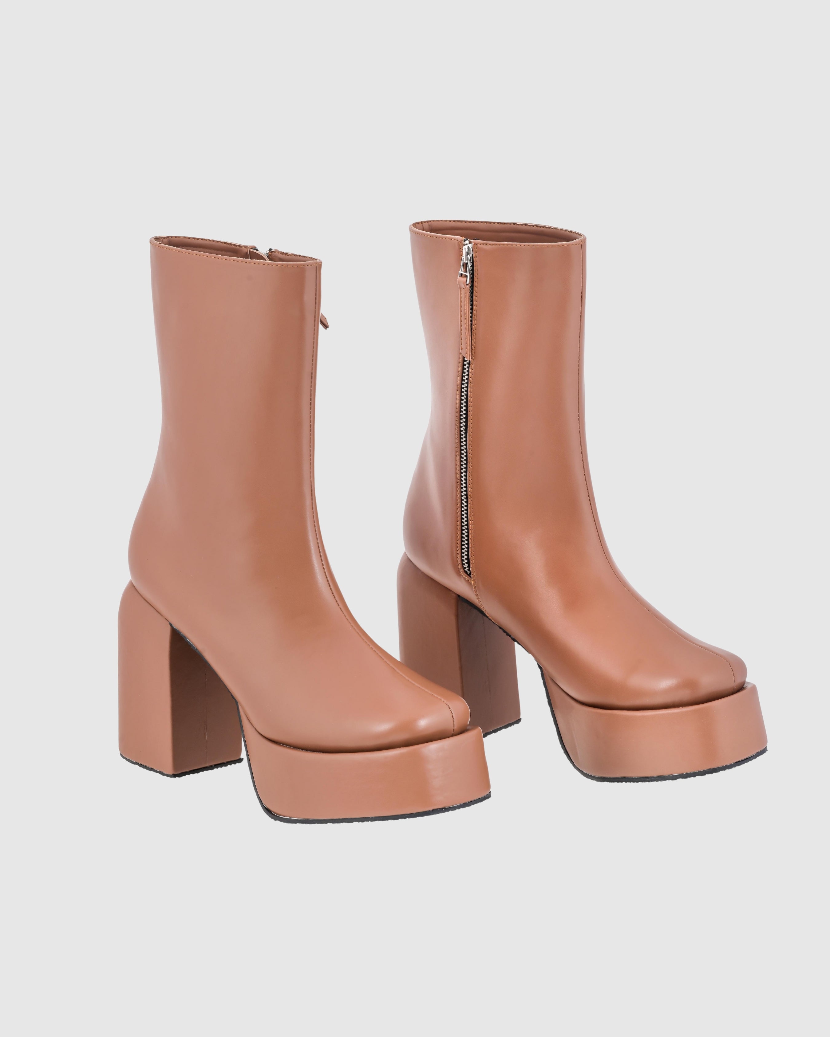 Y2k Chunky Caramel Brown Boots