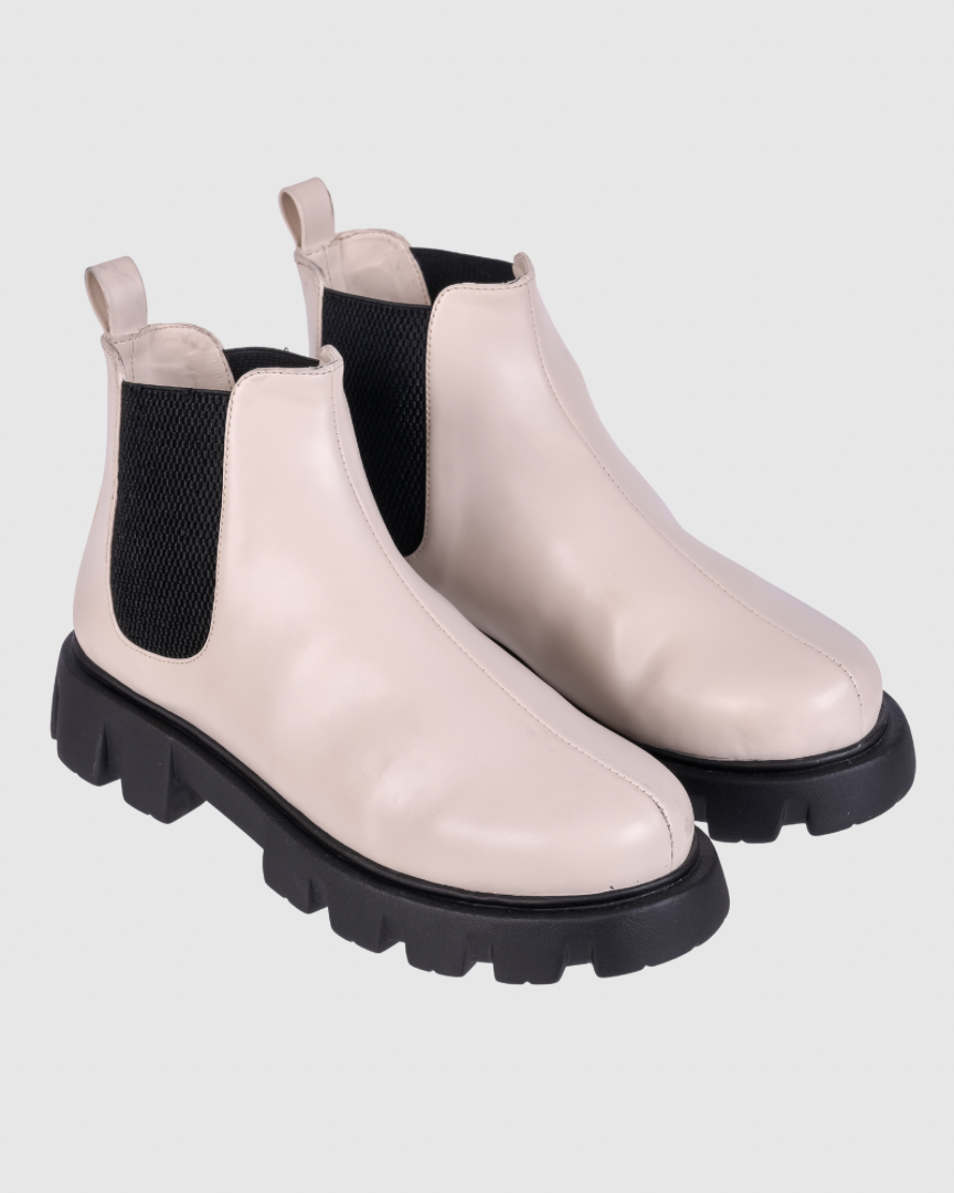 Y2K Basic Creme Ankle Boots hu