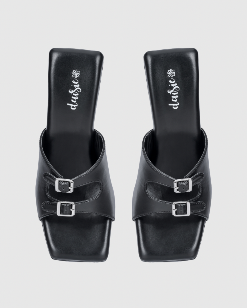 The Classic Noir Buckle Heels