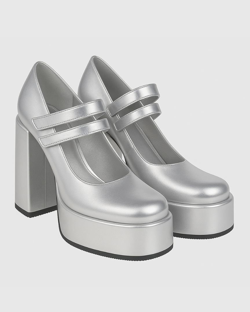 Bratz X Marry Jane Platform Heels - Silver