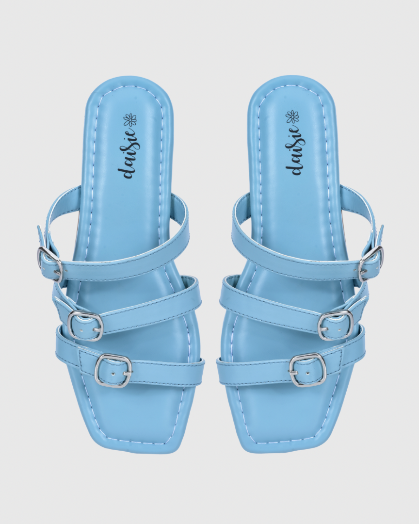 Sky Drizzle Buckle Flats