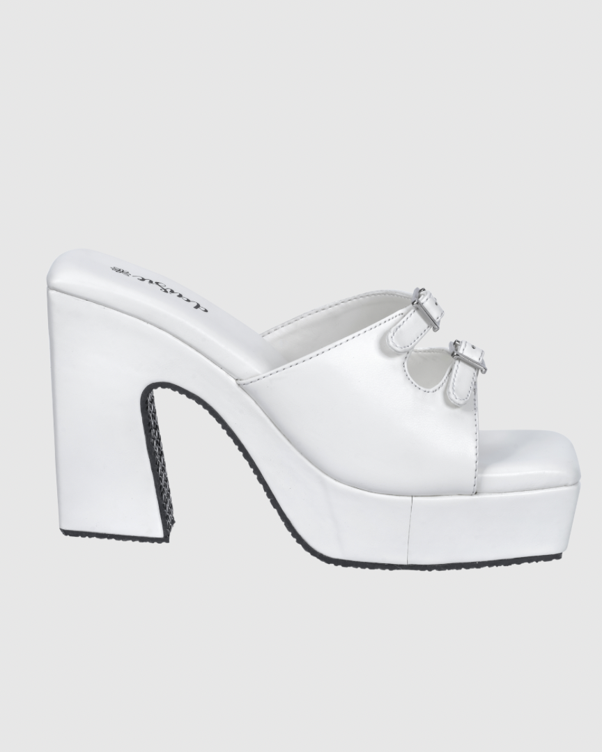 The Cloud White Buckle Heels