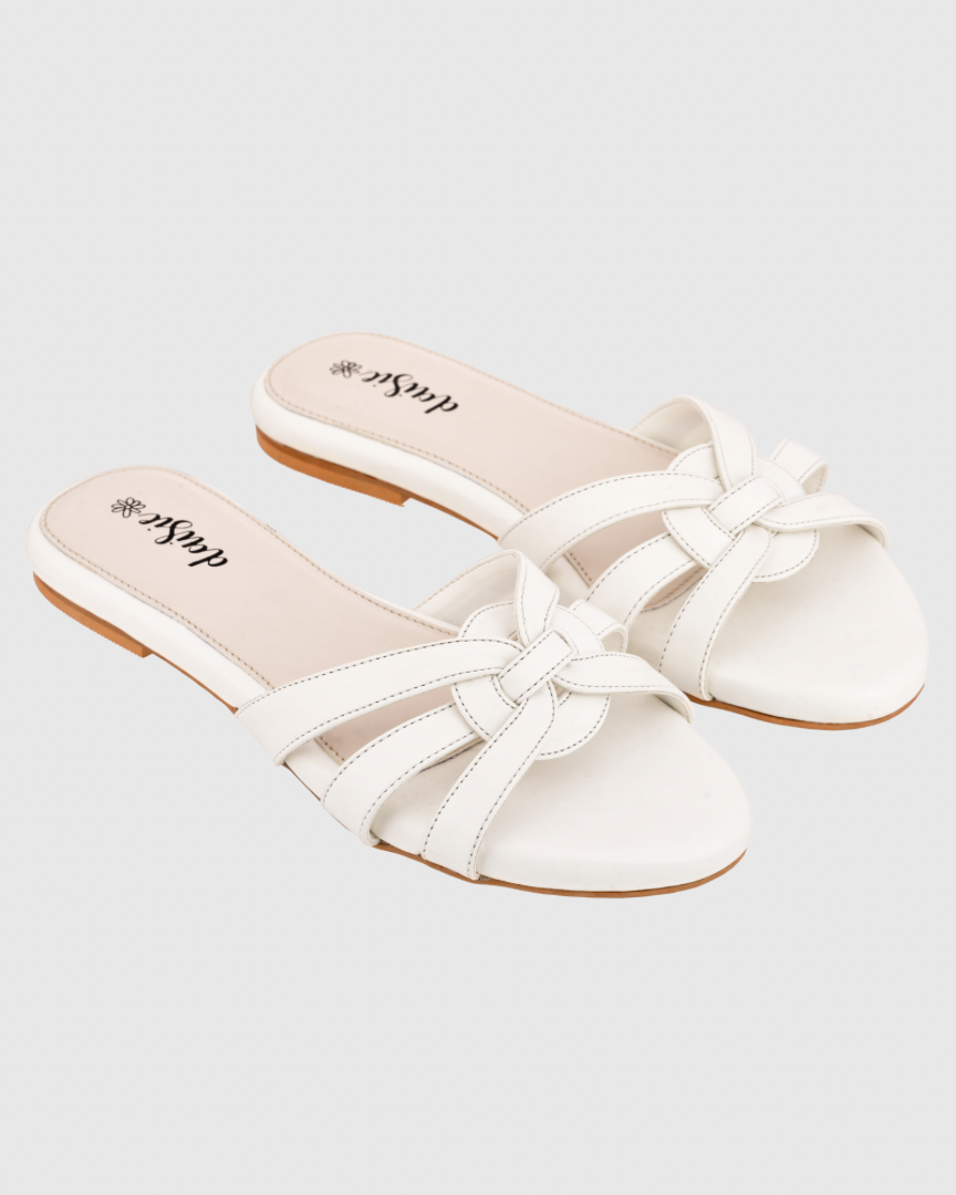 White Knoughty Twist Flats