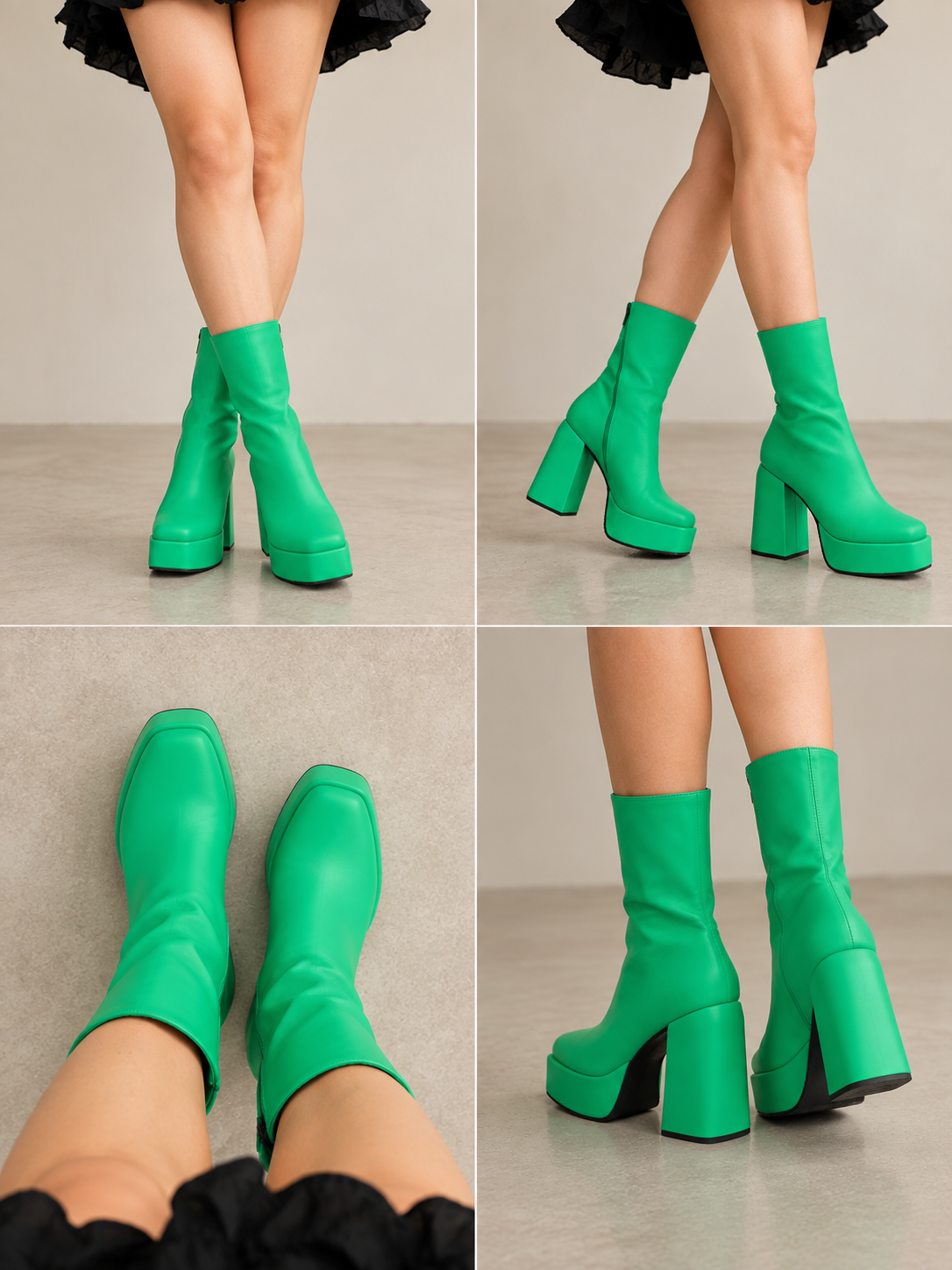 Y2k Chunky Hot Green Boots
