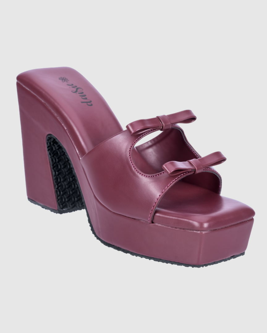 Y2K Bow Heels- Cherry Red