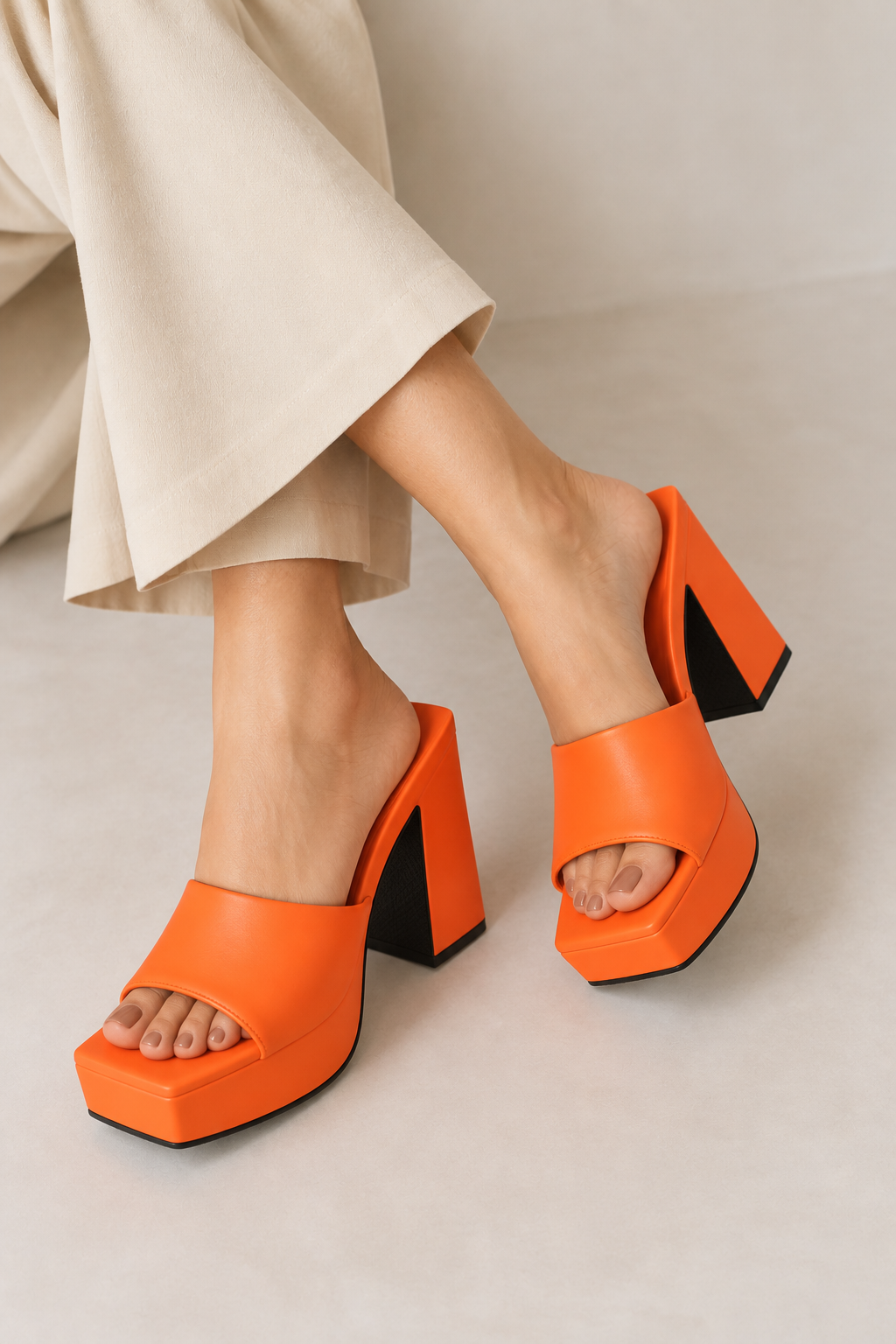 Y2K Trendy Comfort Platform Heels Orange