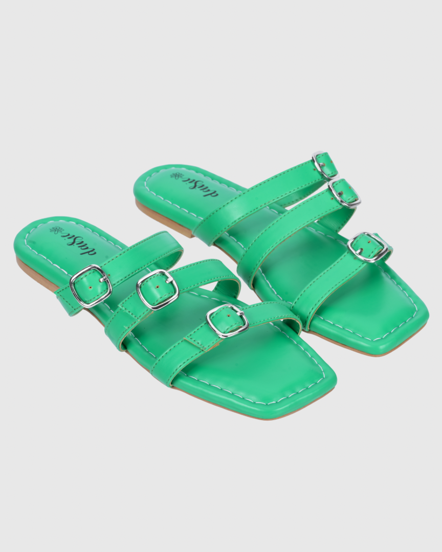 Mint Mojo Buckle Flats