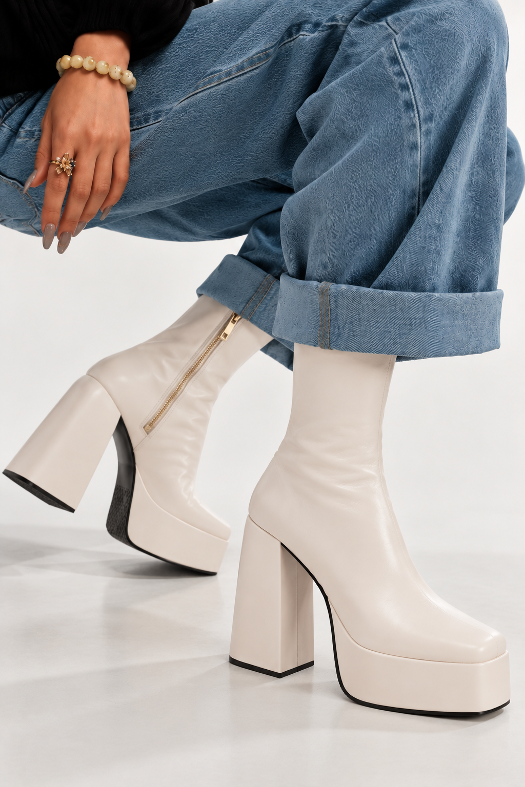 Y2k Chunky White Boots