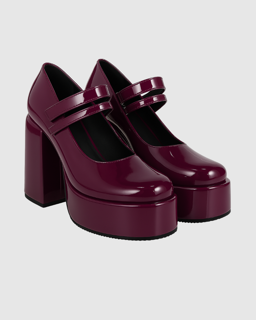 Bratz X Marry Jane Platform Heels - Glossy Cherry Red