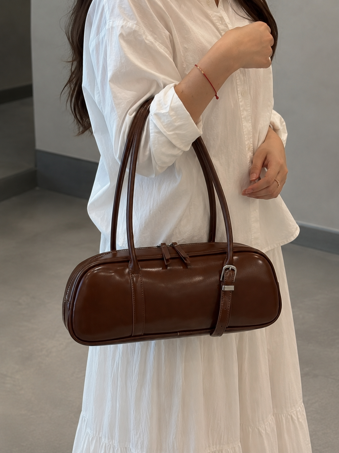 Sienna | Women’s Brown Shoulder Bowling Bag | Premium Faux Leather Handbag