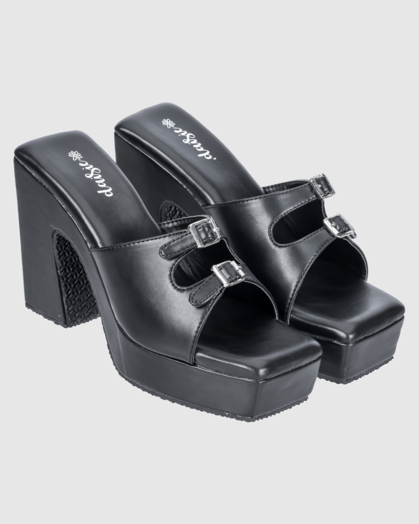 The Classic Noir Buckle Heels