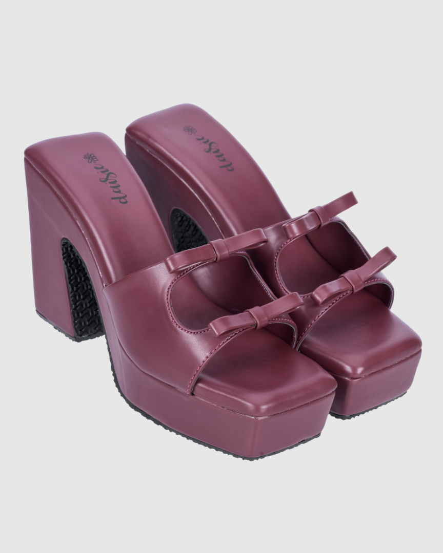 Y2K Bow Heels- Cherry Red