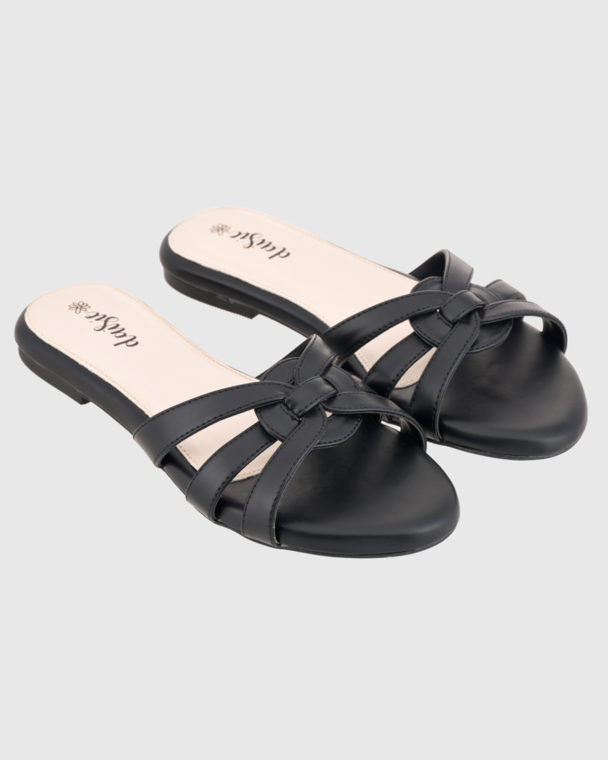 Black Knoughty Twist Flats