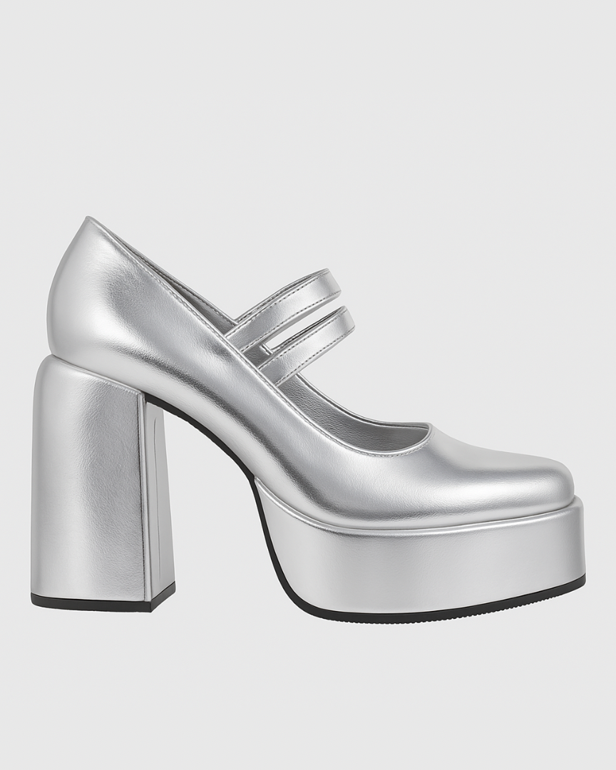 Bratz X Marry Jane Platform Heels - Silver