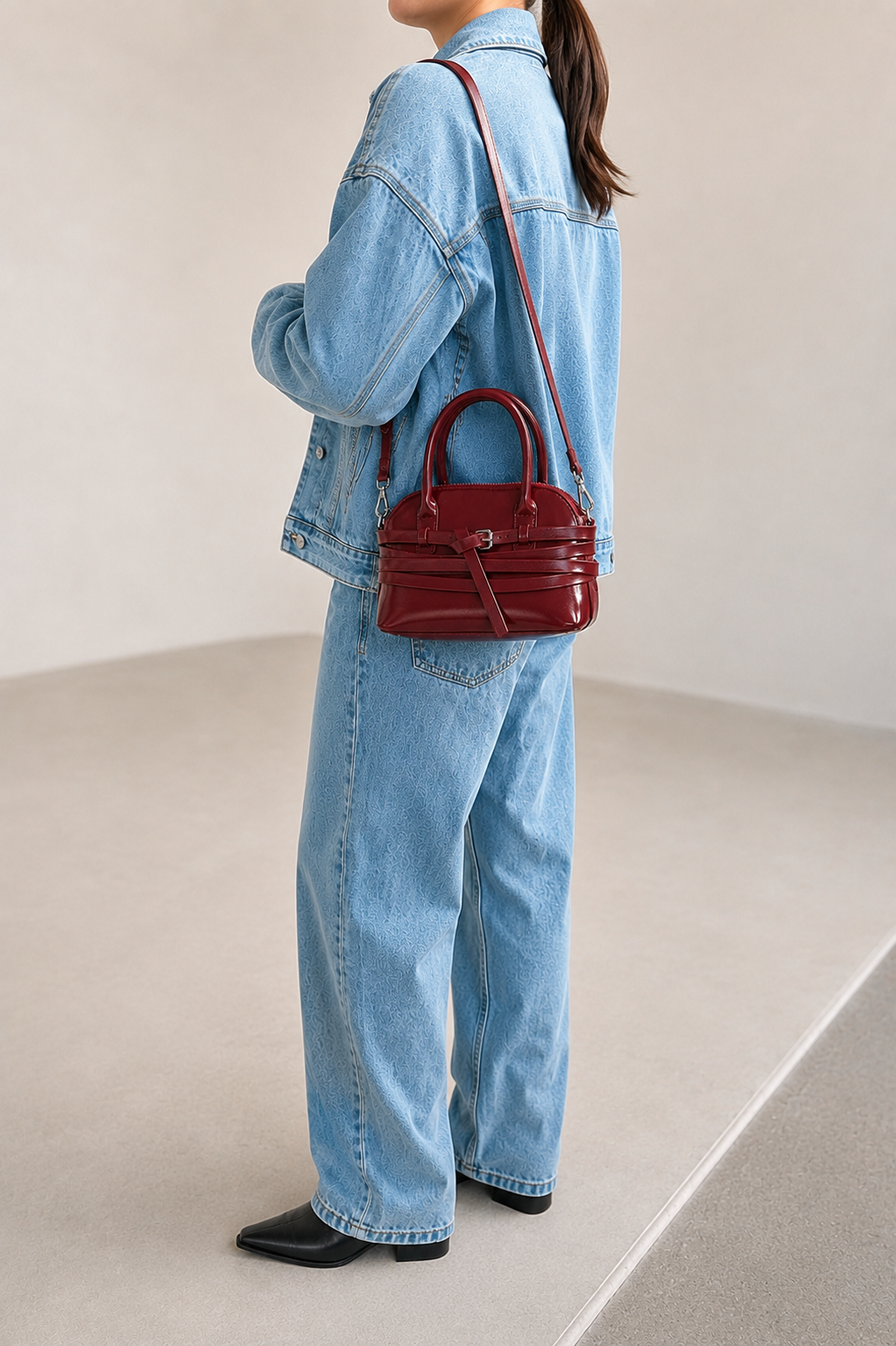 Scarlett | Women’s Burgundy Mini Top Handle Crossbody Bag | Premium Faux Leather Handbag