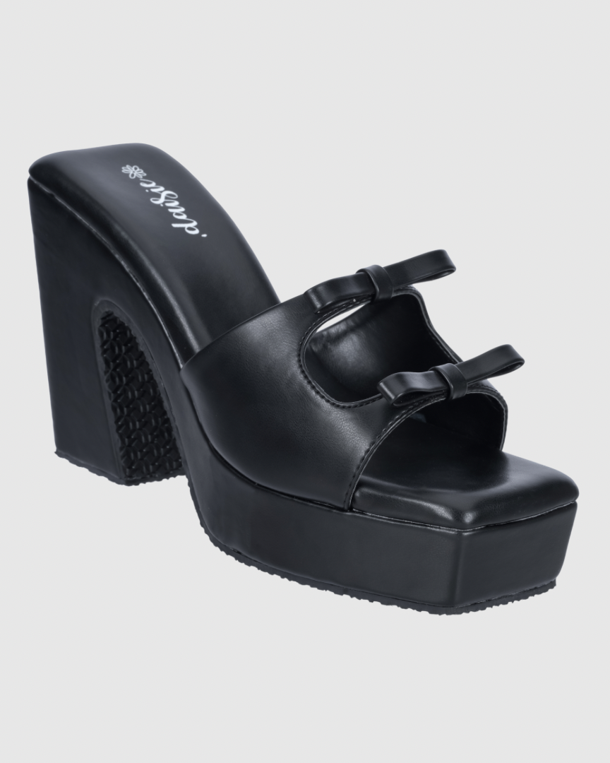 Y2K Bow Heels- Black