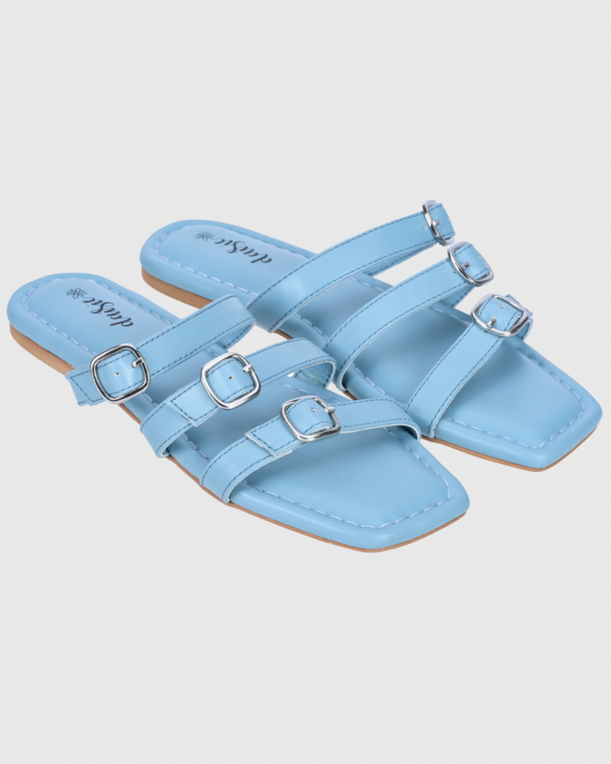 Sky Drizzle Buckle Flats