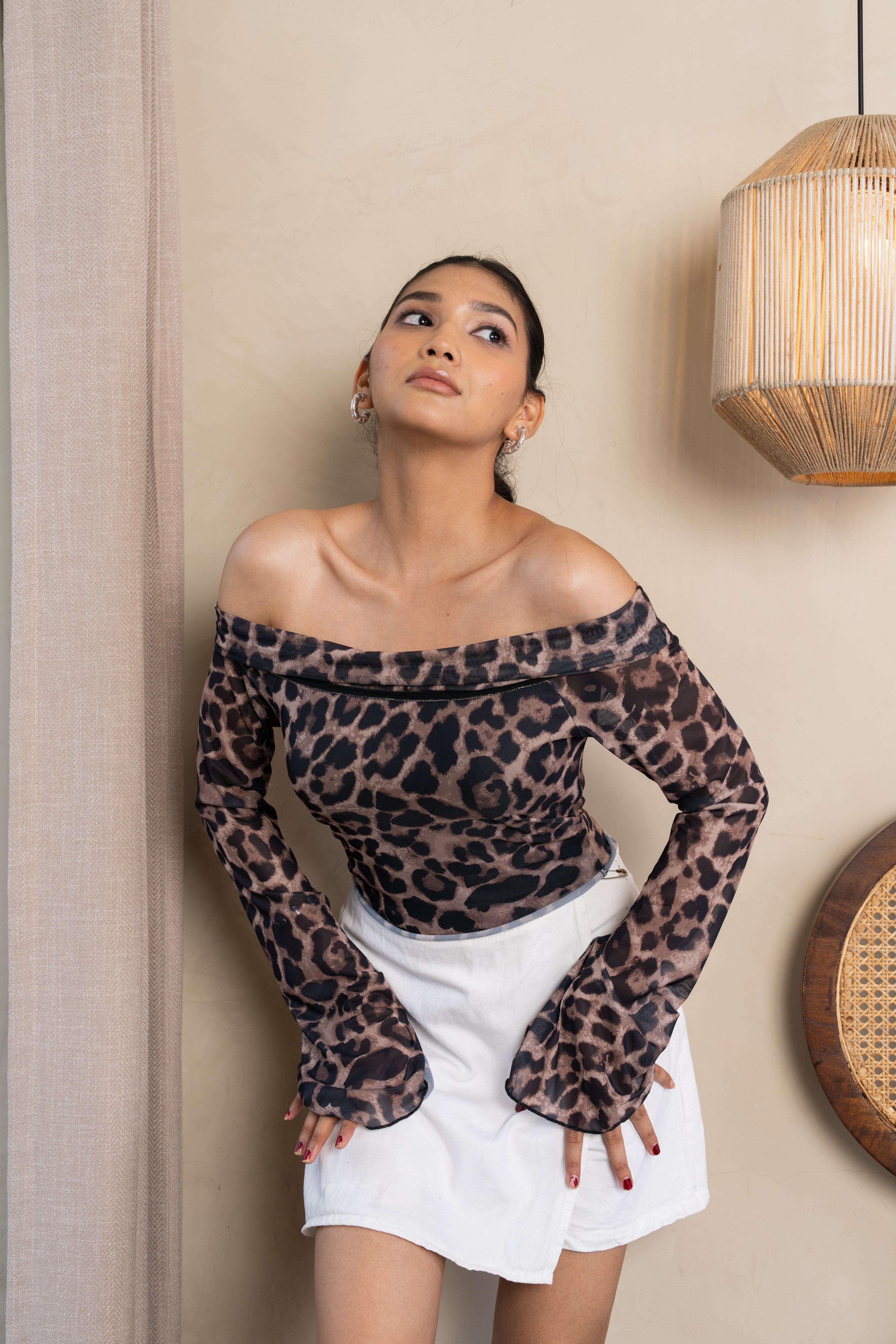 Luna Brown Leopard Off-Shoulder Top – Bold Animal Print Blouse
