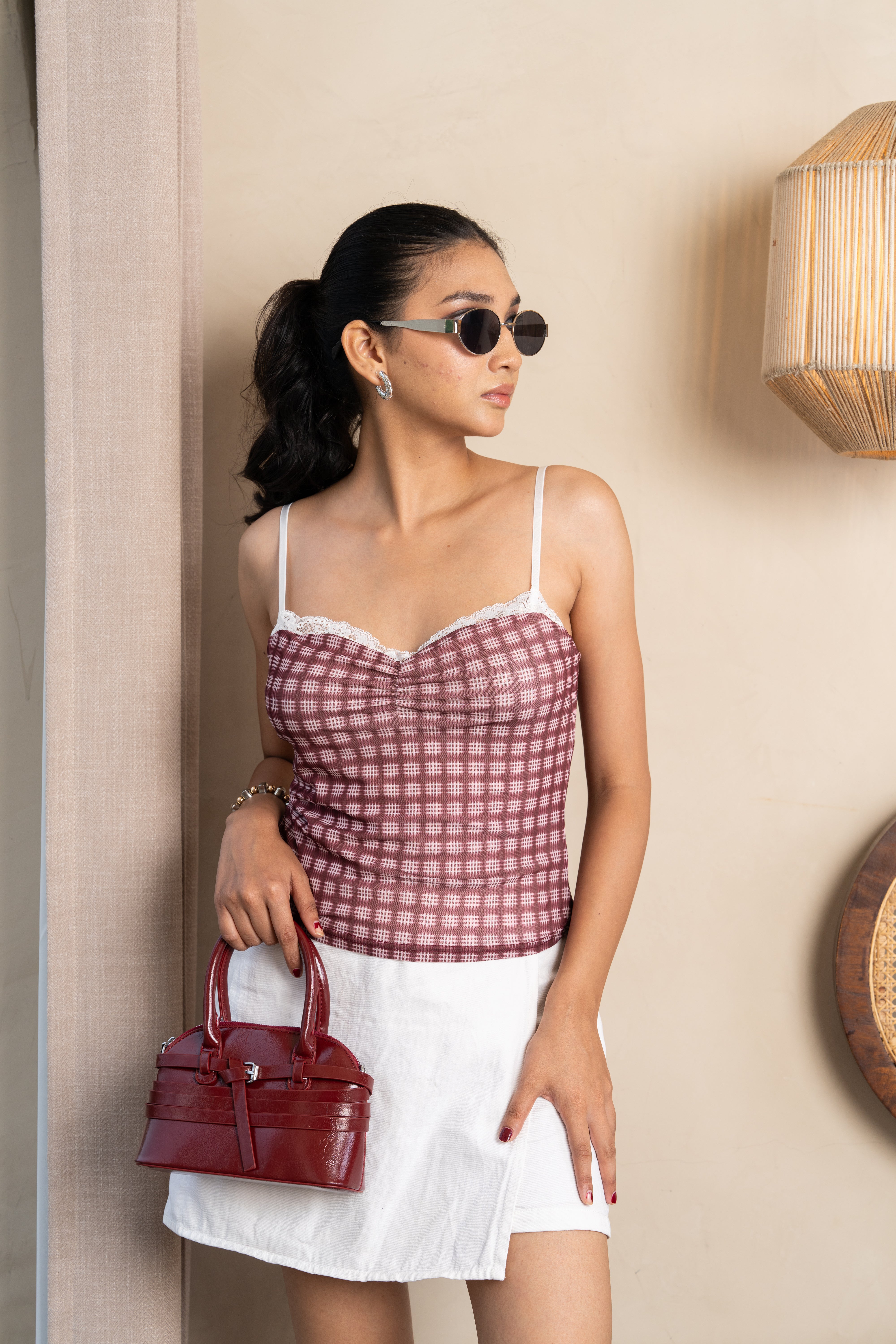 Ruby Checkered Cami Top – Vintage Plaid Everyday Essential