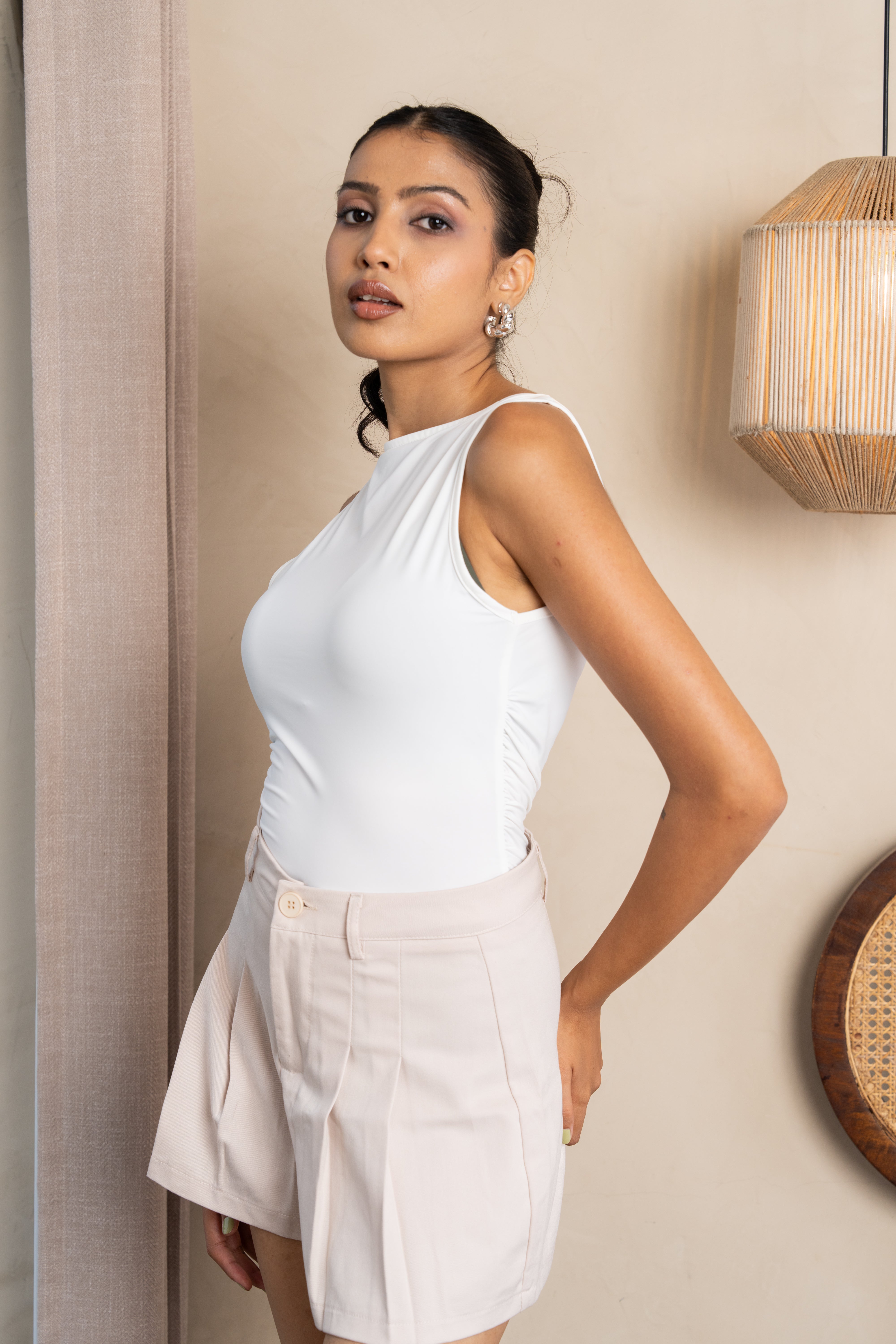 Aria White Sleeveless Fitted Top – Timeless Everyday Essential