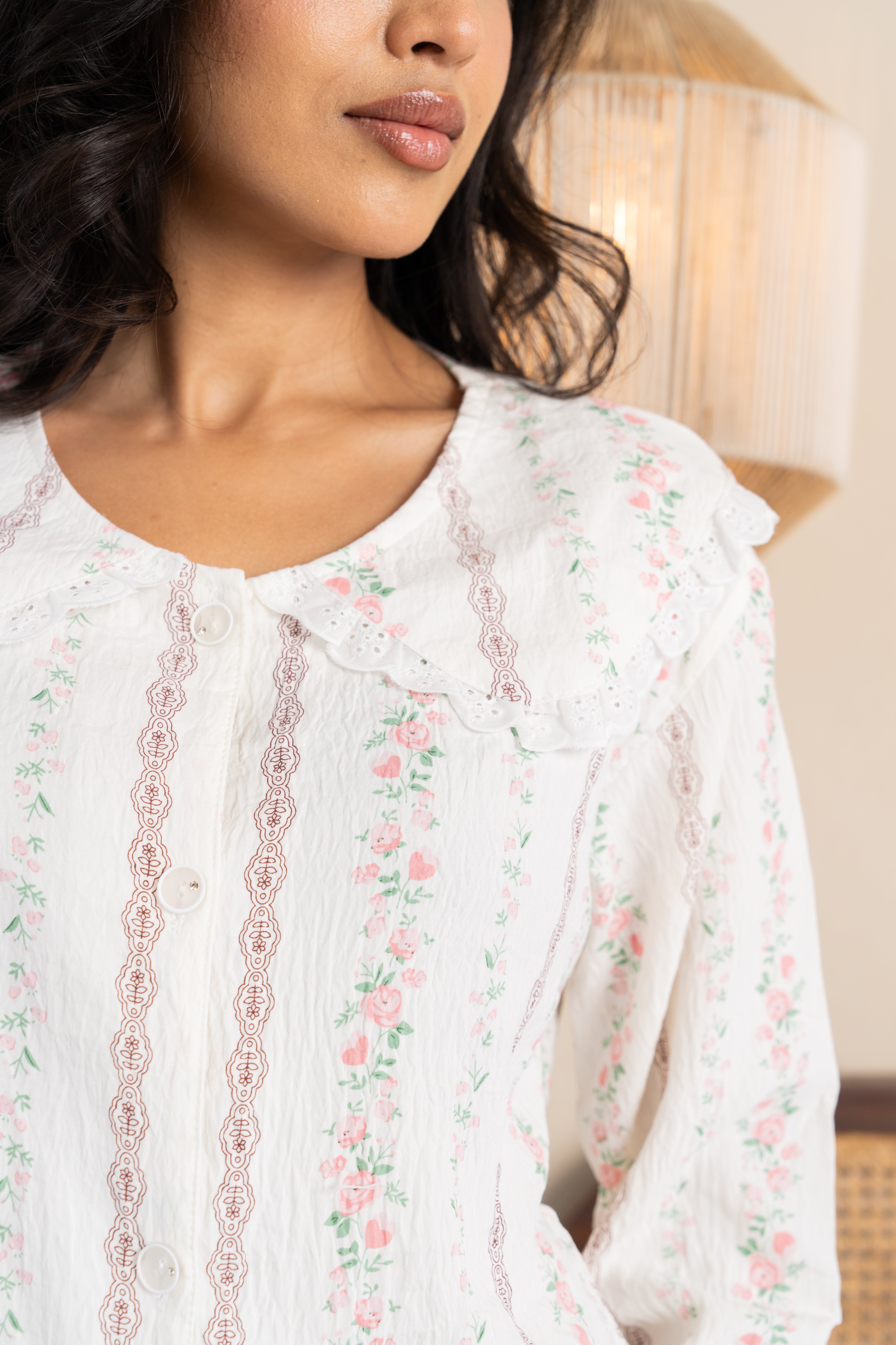 Clara Vintage Floral Nightsuit Set – (Set of 2) Elegant Cotton Loungewear