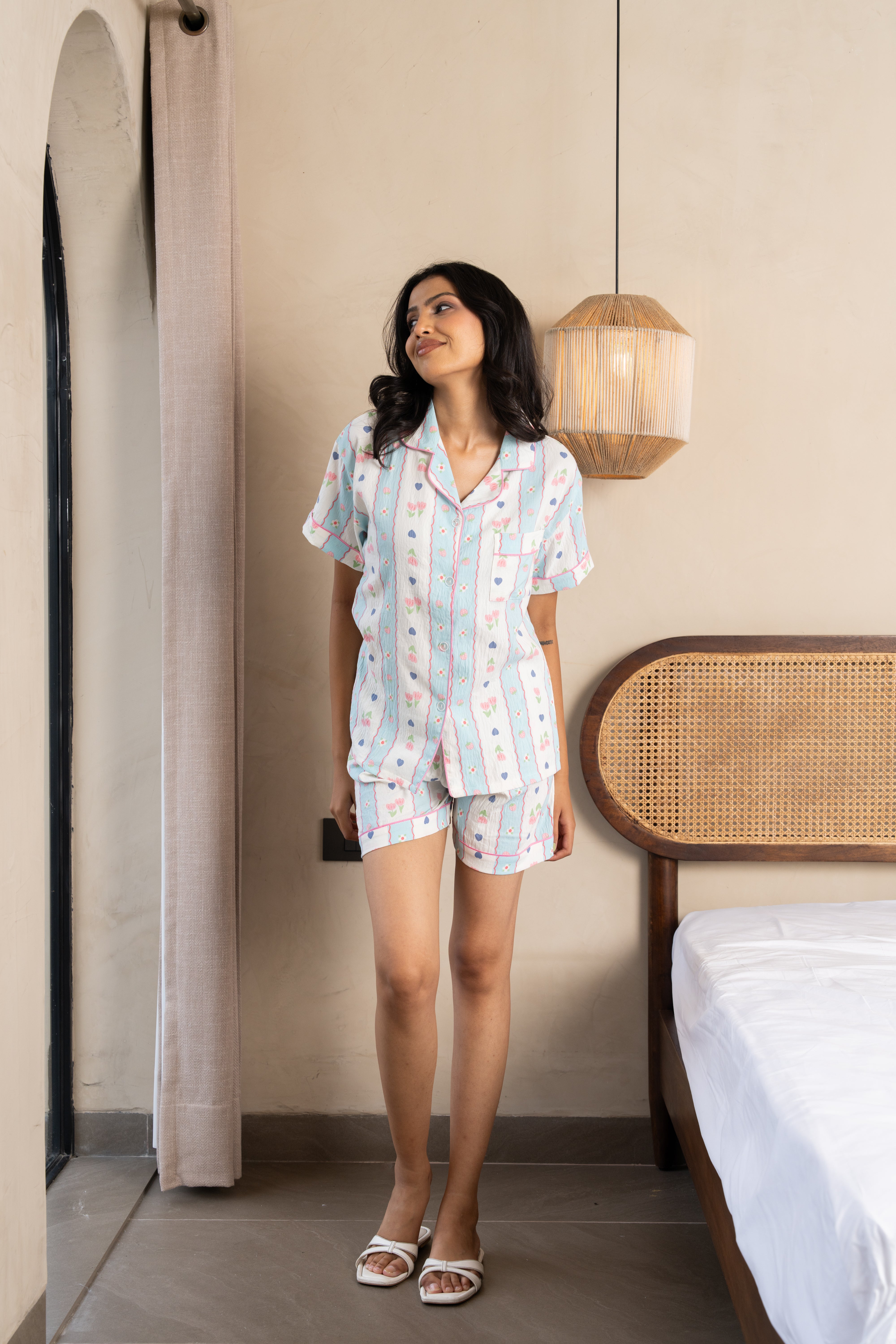 Lulu Pastel Heart Nightsuit Shorts Set ( Set of 3 ) – Playful Summer Loungewear