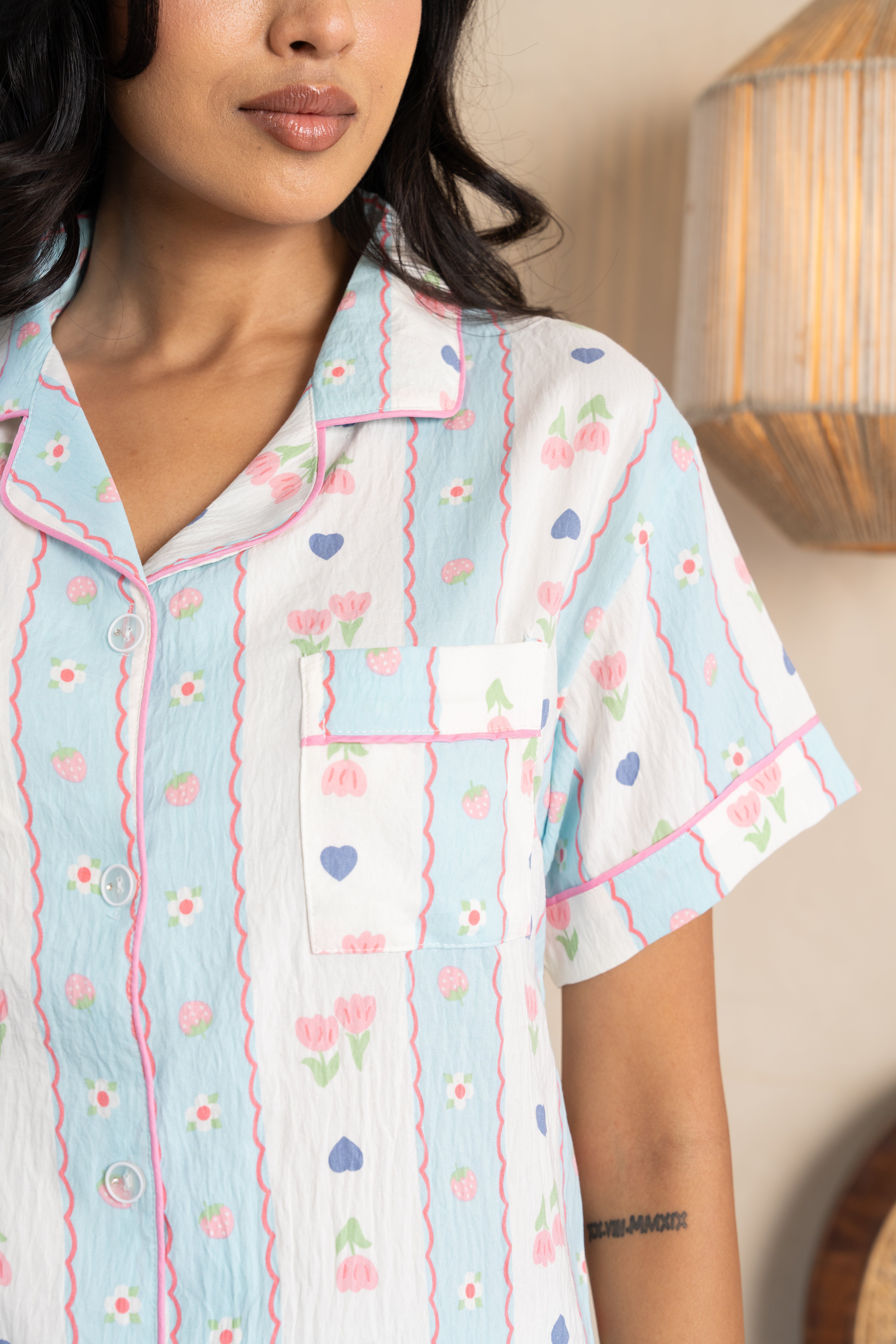 Lulu Pastel Heart Nightsuit Shorts Set ( Set of 3 ) – Playful Summer Loungewear