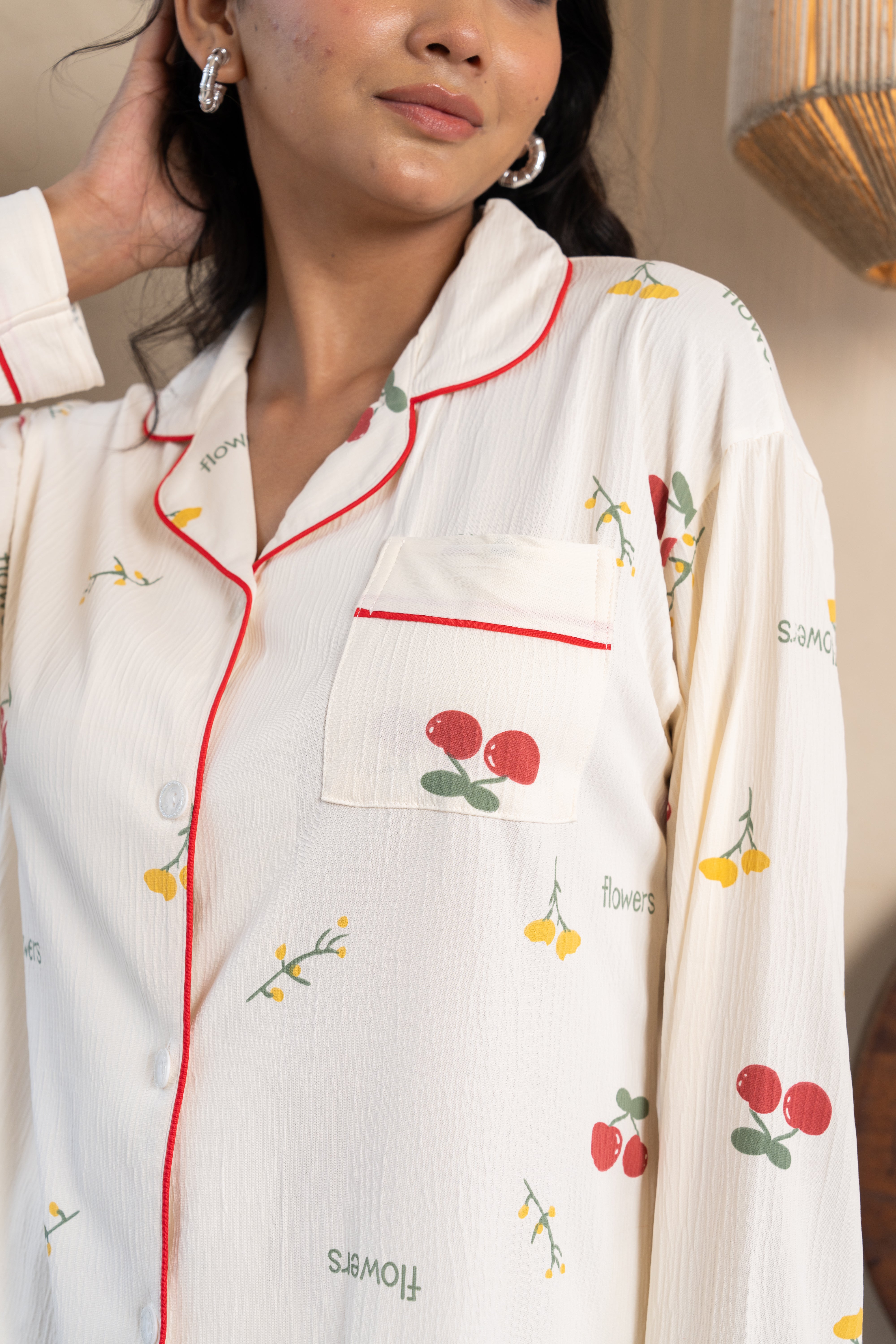 Cherry Bloom White Nightsuit Set (Set of 2) – Sweet Printed Loungewear