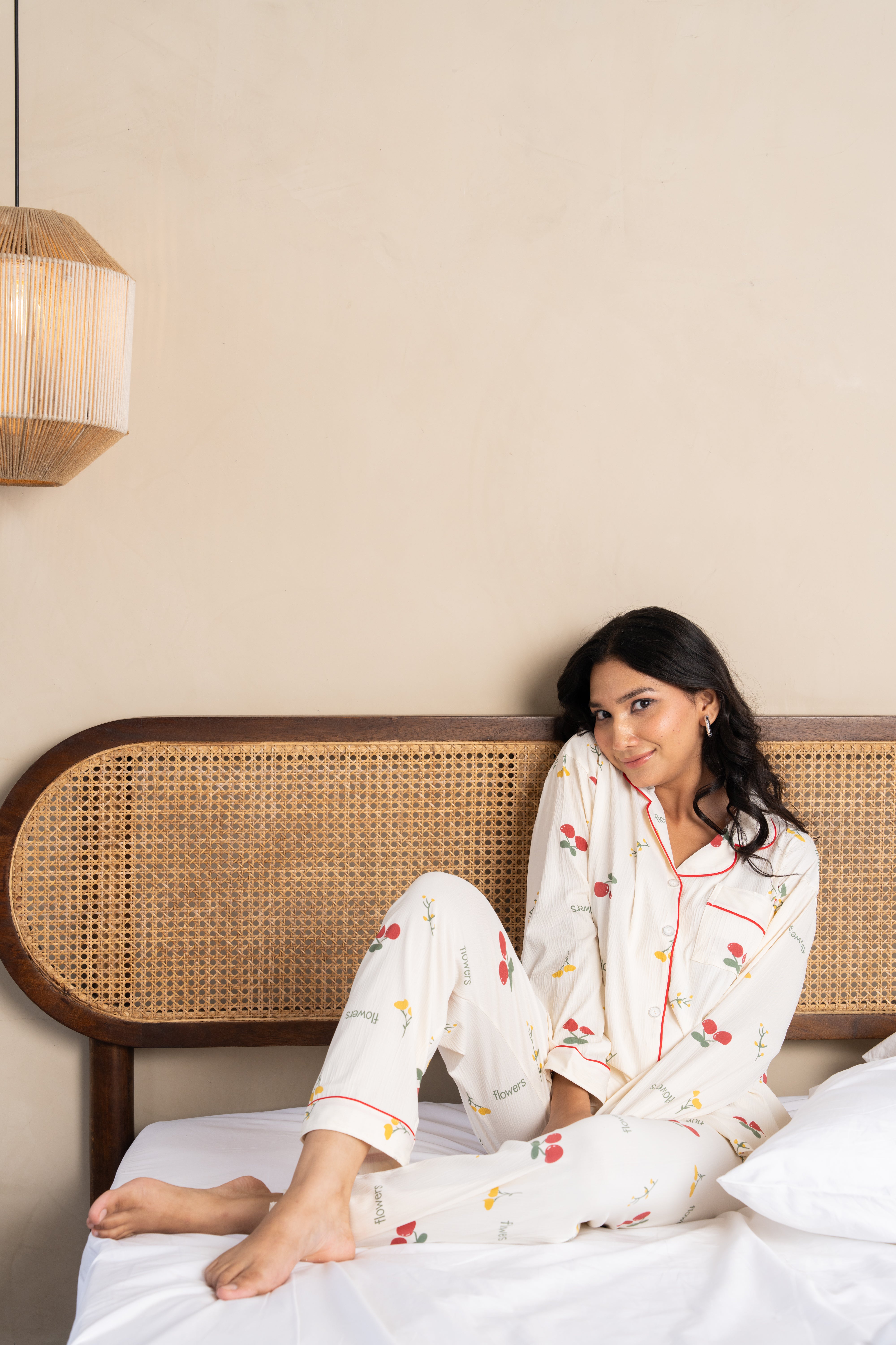 Cherry Bloom White Nightsuit Set (Set of 2) – Sweet Printed Loungewear