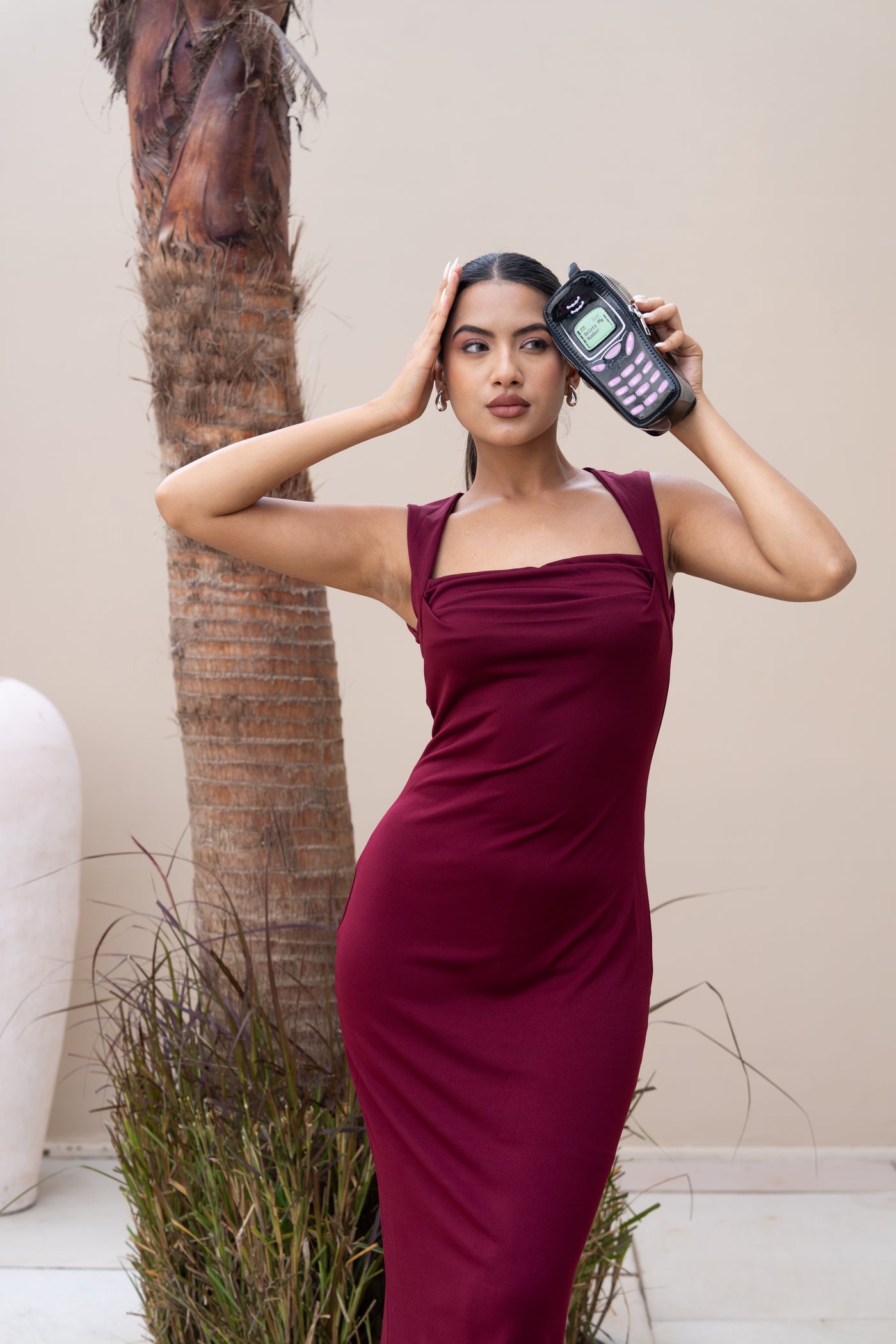 maroon bodycon maxi dress Maroon Sleeveless Cami Bodycon Maxi Dress by Wyshlist