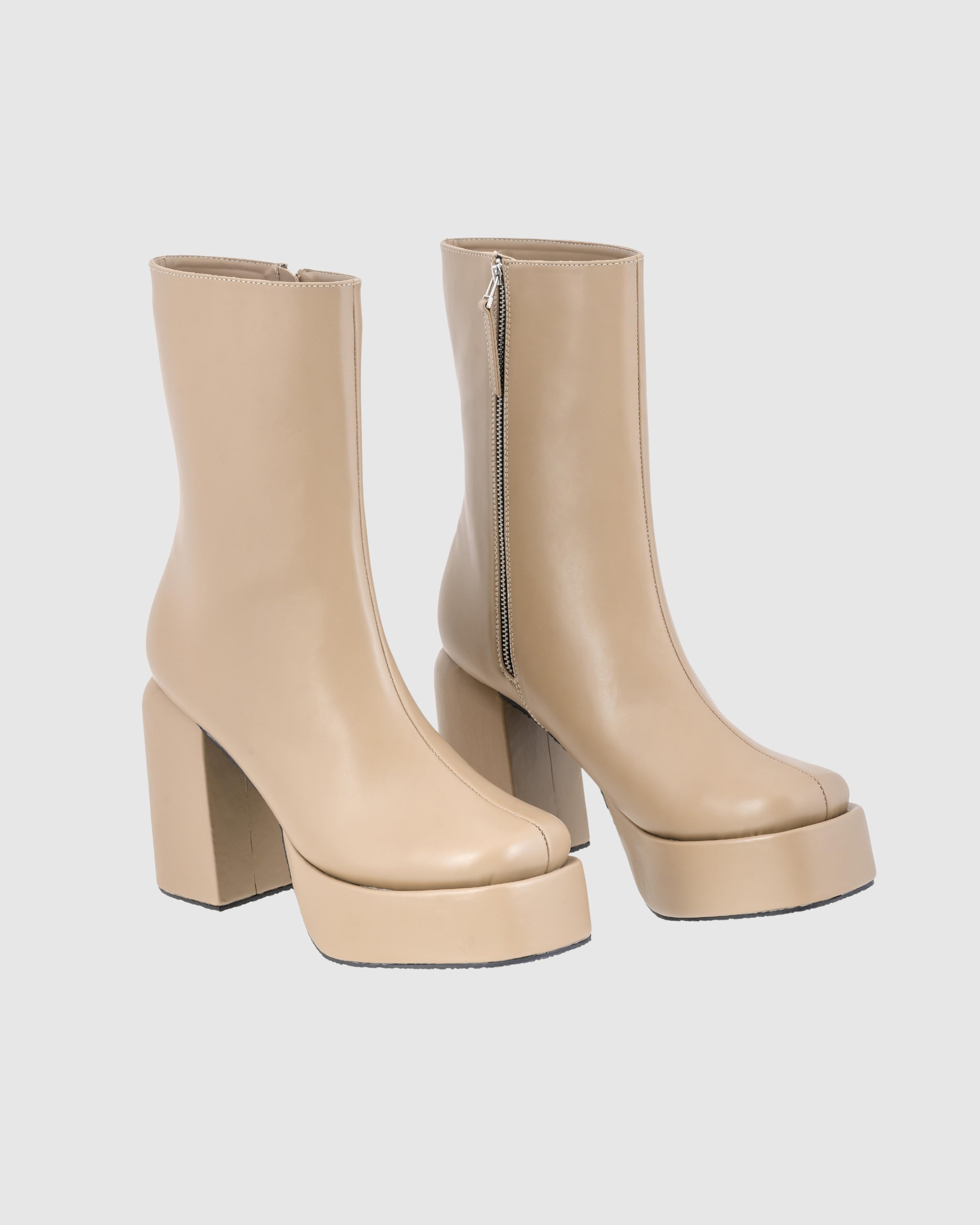 Y2k Chunky Nude Boots