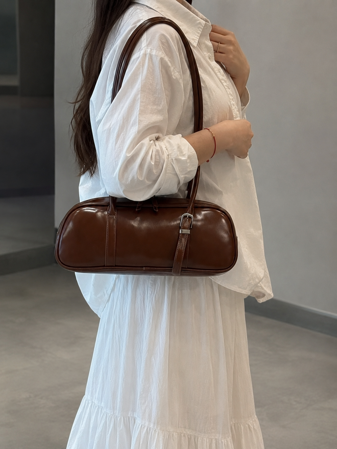 Sienna | Women’s Brown Shoulder Bowling Bag | Premium Faux Leather Handbag