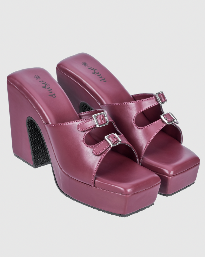 The Wine Crush Buckle Heels