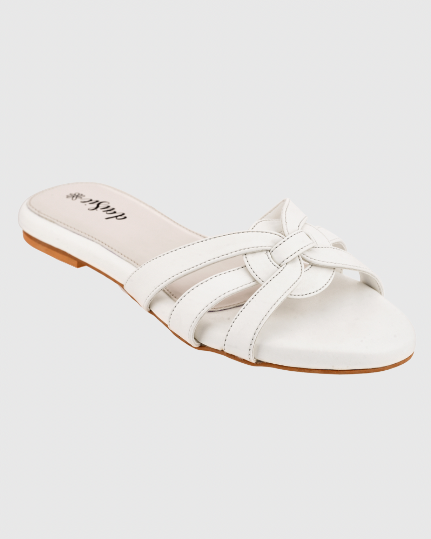 White Knoughty Twist Flats