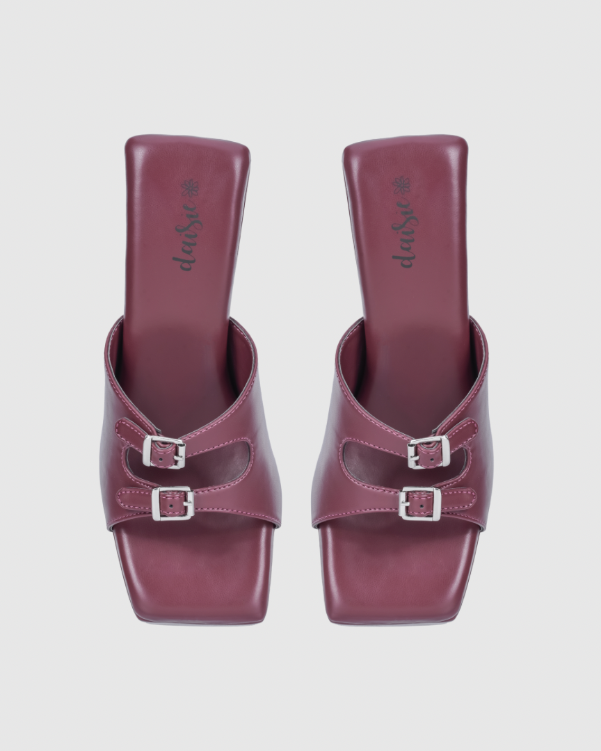The Wine Crush Buckle Heels