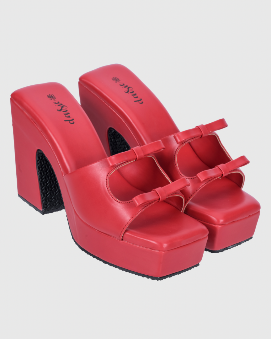 Y2K Bow Heels- Red – Daisie