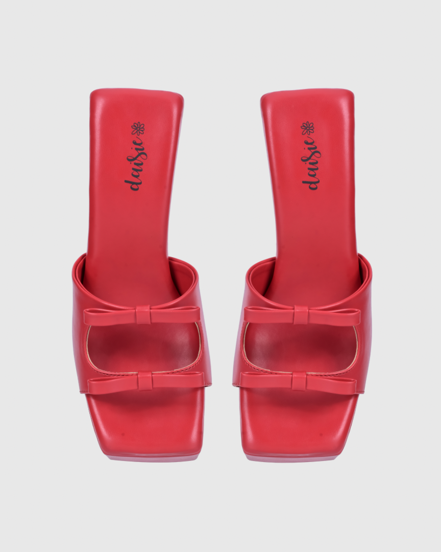 Y2K Bow Heels- Red