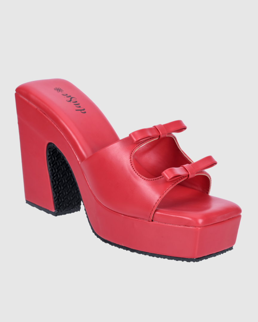 Y2K Bow Heels- Red