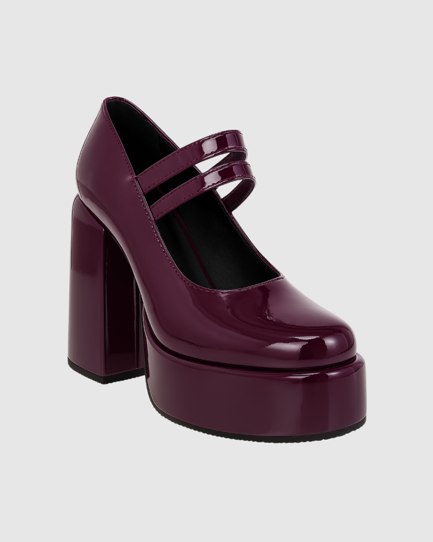 Bratz X Marry Jane Platform Heels - Glossy Cherry Red