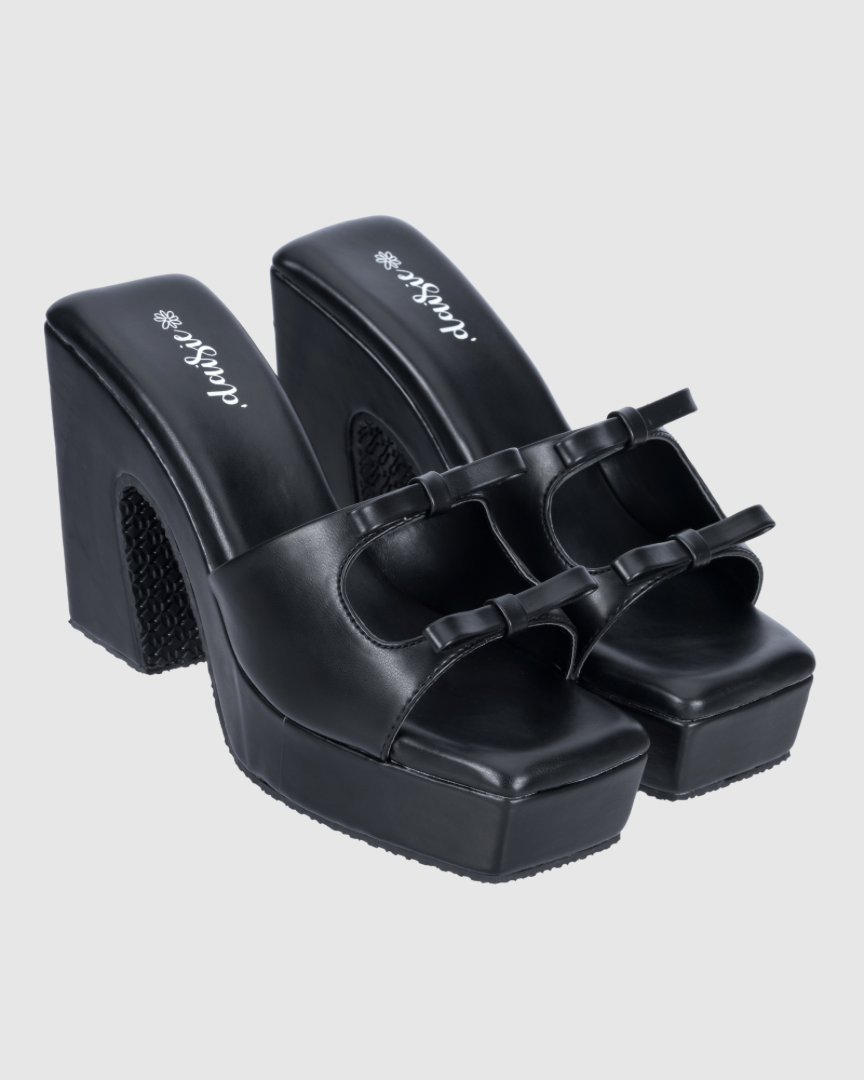 Y2K Bow Heels- Black