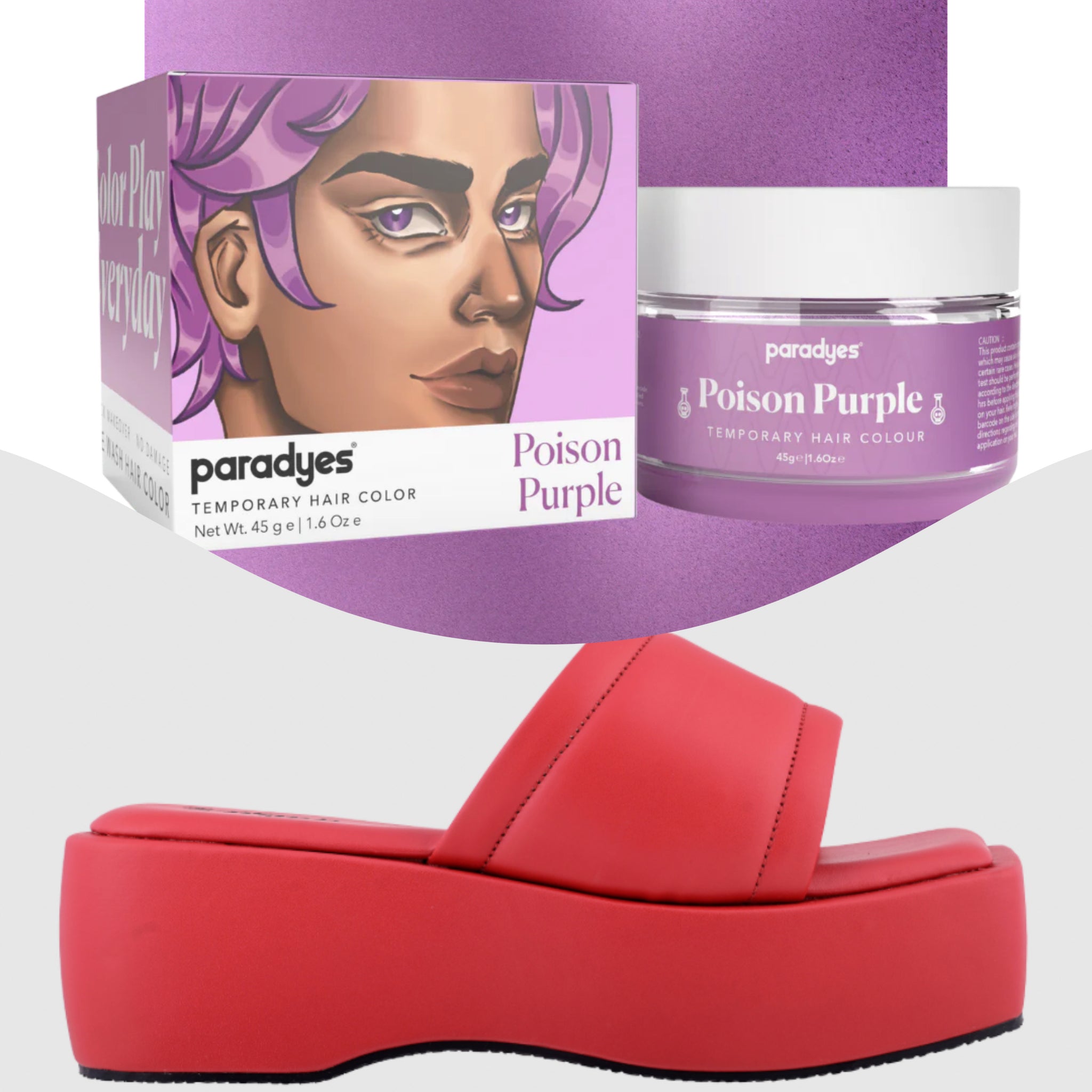 Paradyes Poison Purple  Temporary Hair Color +  Chunky Broad Strap Red platforms