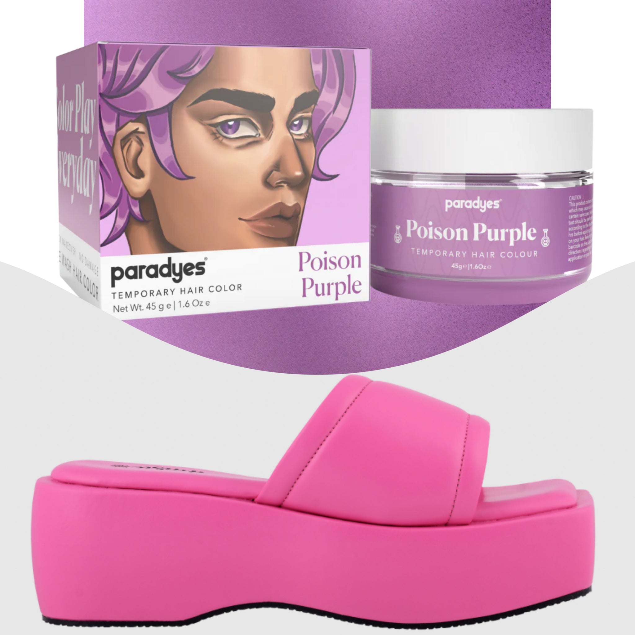 Paradyes Poison Purple  Temporary Hair Color +  Chunky Broad Strap Pink platforms