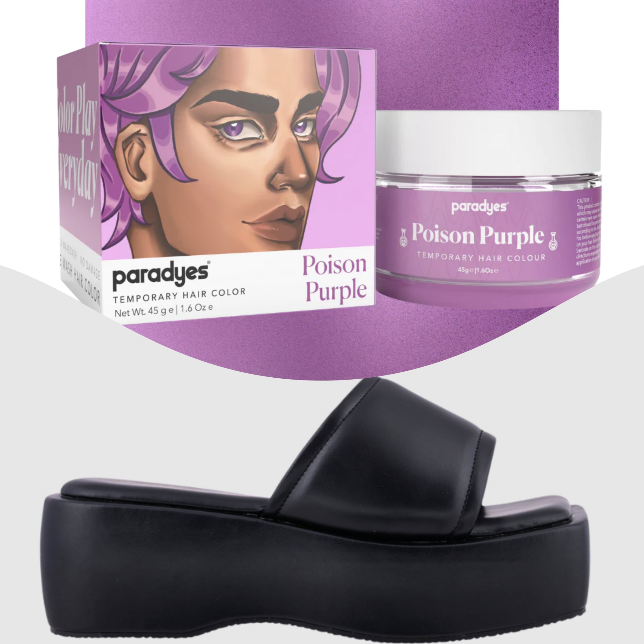 Paradyes Poison Purple  Temporary Hair Color +  Chunky Broad Strap Black platforms