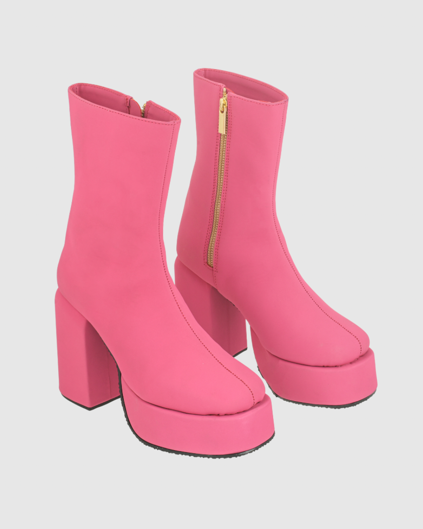 Y2k Chunky Pink MATTE Boots