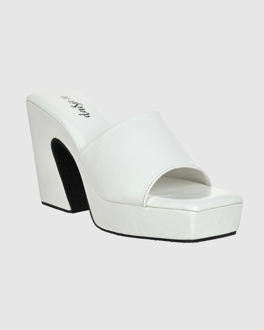 Y2K Trendy Comfort Platform Heels White
