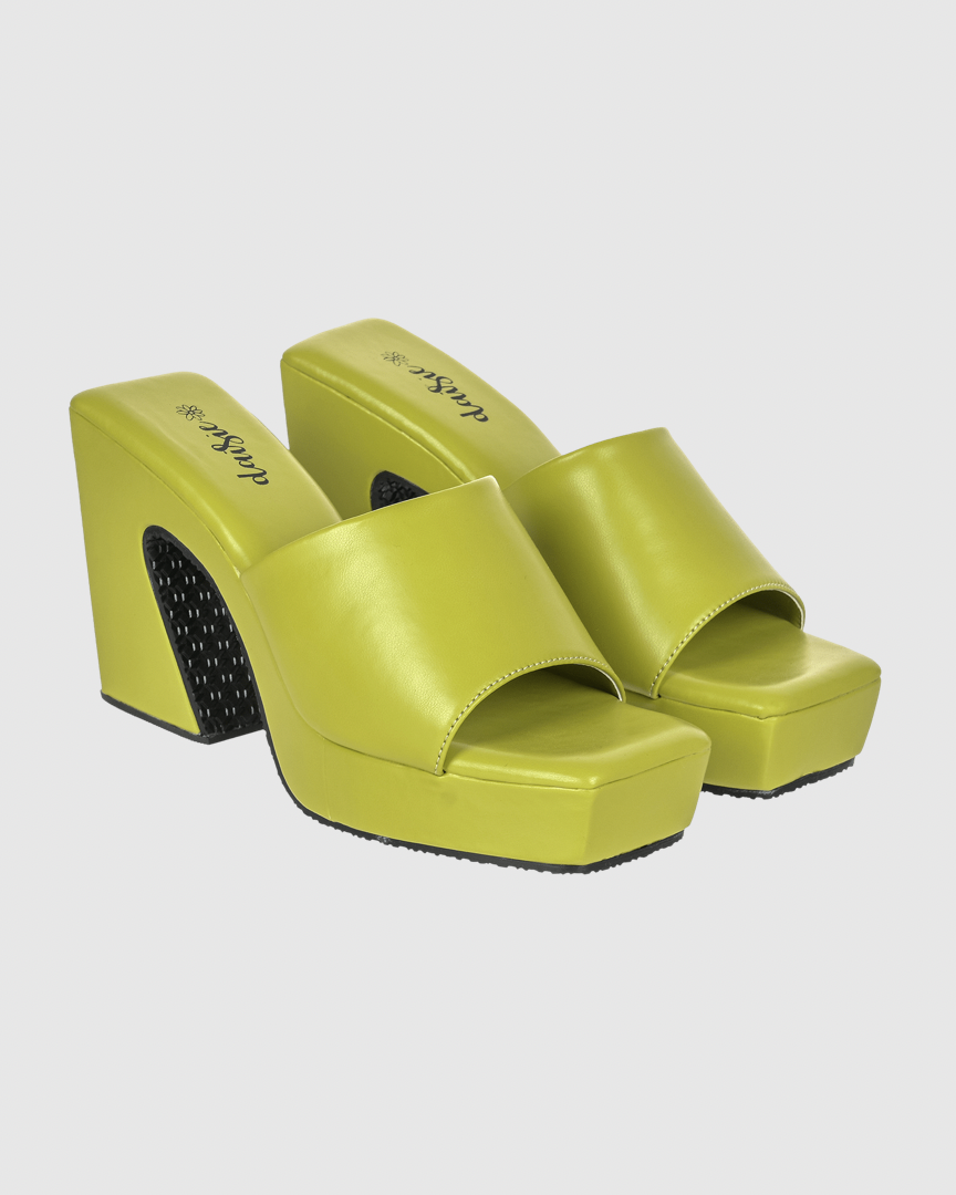 Y2K Trendy Comfort Platform Heels Green