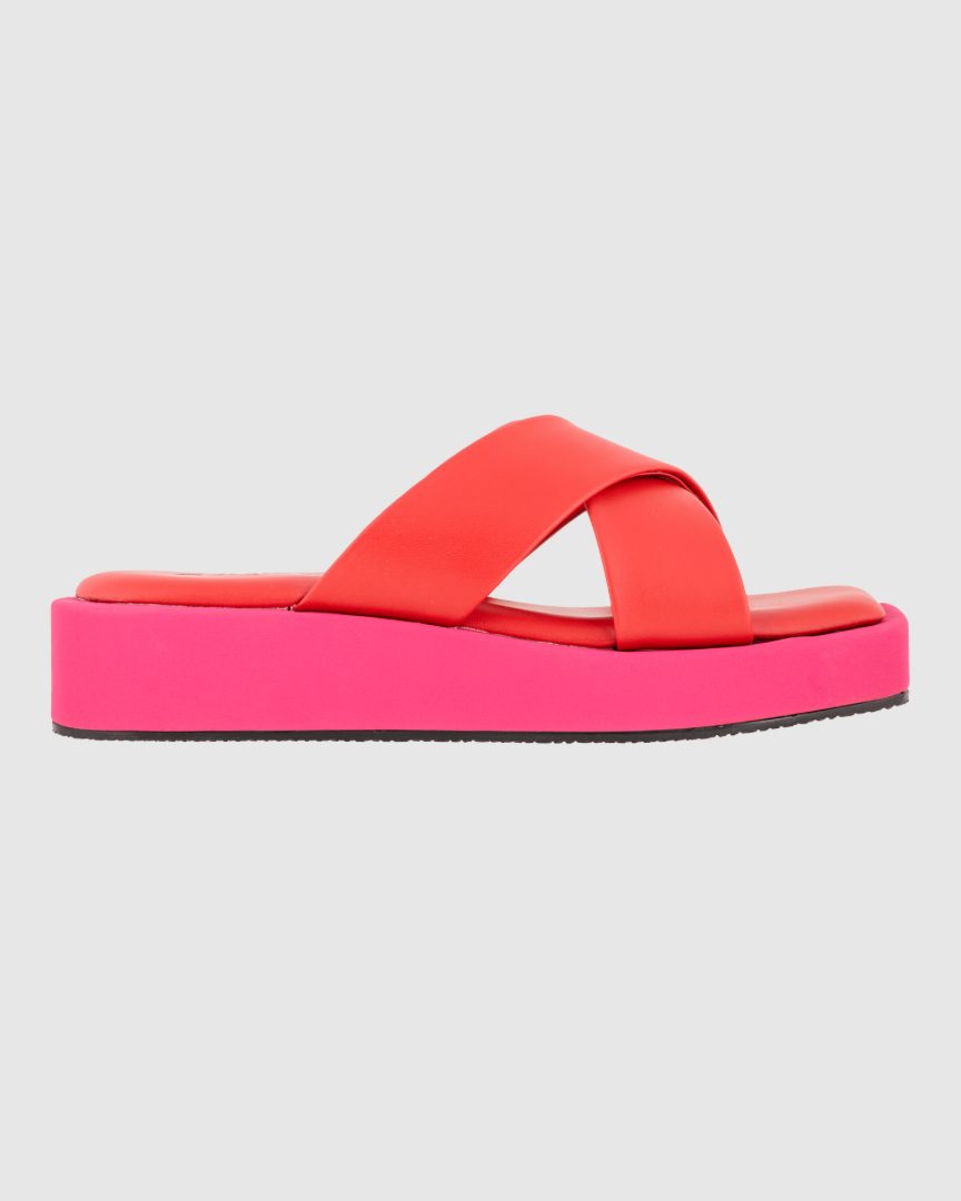 Y2K Red&Pink Double Trouble Platform Flats