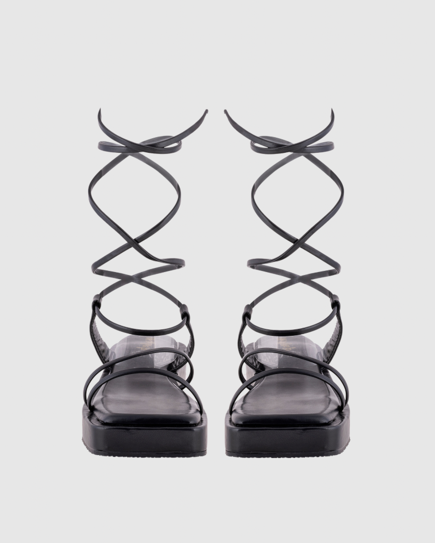 Y2K Tieup Black Platform Flats